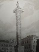Two sepia prints, attributed to Copley Fielding and D Havell, The Coloumn of Trogen, Rome and The