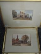 A watercolour, W H Sugden, Barden, ruins, signed and dated 1887,framed and glazed, 47 x 64cm, a