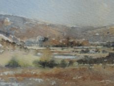 A watercolour, Chris Stephens, The Lune near Melling, signed and dated 1984, framed and glazed, 11 x