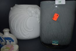 An art glass vase by Ritzenhoff Breker and similar German ceramic vase by Kaiser