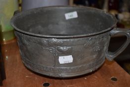 An imposing David Veazey for Liberty and Co pewter rose bowl, having handles to sides and