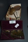 Two sets of apothecary scales, including one antique brass set in W & T Avery box.