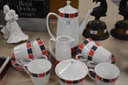 A striking part coffee set 'Epiag D.F Czechoslovakia' comprising of coffee pot,jug, sugar basin