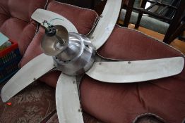 A vintage ceiling fan, approx. Diameter 110cm