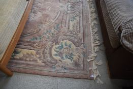 A large Chinese carpet square having pink ground , approx 300 x 214cm
