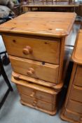 A pair of moden pine two drawer bedside chests, width approx. 47cm