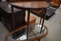 A traditional demi lune hall table, width approx. 92cm