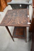 An Arts & Crafts plant stand/occasional table, square form, approx. width 42cm height 72cm