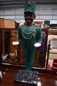 A vintage plaster figure/dumb waiter , modelled as a concierge , height approx. 100cm