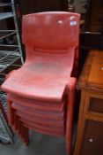 A set of six vintage children's plastic chairs