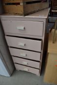 A painted ply chest of five drawers