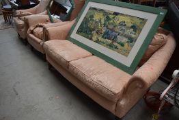 A traditional three piece lounge suite, either early 20th Century renovated or a nice quality