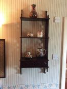 A reproduction hardwood open shelf in the Victorian style, width approx. 40cm