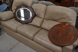 A vintage light brown leather three seater settee, possibly G plan