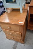 A pair of modern pine chests of three bedside drawers, width approx. 43cm
