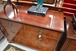 An Edwardian mahogany and line and shell inlaid dressing table, approx. width 113cm