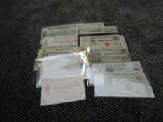 A Collection of UK Postal Orders, Cheques and World Bank Notes