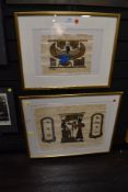 Two framed papyrus paintings.