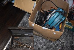 An assortment of tools, included are taps and dies, sanders, angle grinders and more.