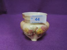 A small Blush ivory Royal Worcester posy vase or similar having hand painted floral design, Greek