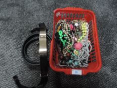 A selection of costume jewellery and belts etc