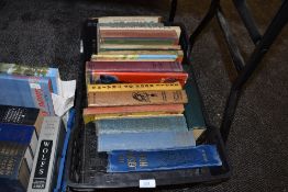 A box full of vintage books, amongst which are those of annuals interest and similar.