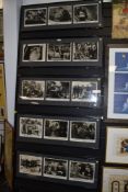 Five framed lots of three photograpic film stills, a lot being 20th century fox, including 'The rat,