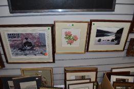 A selection of prints including James Herriot and original water colour of Windermere