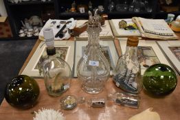An interesting antique hand blown decanter of sorts, having four Internal segregated compartments,