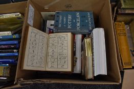 A variety of books, including antiques guides.