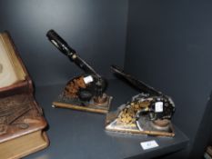 Two desktop office letter head stamps one reading Grimsby Garage Supplies