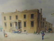 A watercolour, Richard Irving, The Old Railway Station Lancaster, signed, 26 x 36cm, framed and
