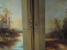 A pair of gouache paintings, autumnal landscapes, each 45 x 24cm, framed and glazed