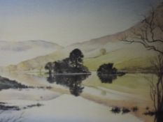 A watercolour, Christine Baines, Misty Morning Rydal, signed, attributed verso, 27 x 36cm, framed