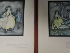 A pair of prints after Jennie Harbour, My Peggy, 28 x 17cm, framed and glazed