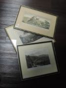 An engraving, after Turner, Hornby Castle, 23 x 40cm, an engraving, The East View of Hornby