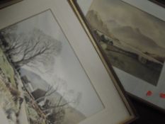 Two watercolours, Neil Taylor, Lakes landscape, signed, 33 x 42cm, framed and glazed, and Mosedale