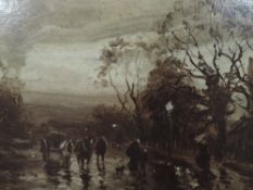 An oil painting, William Manners, village lane, signed, 15 x 22cm, framed