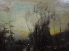 An oil painting on board, style of William Manners, copse, 17 x 22cm, framed
