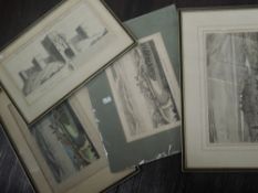 Two engravings, North East View of Lancaster, C18th, 20 x 30cm, one framed and glazed, an engraving,