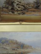 A pair of watercolours, William Woodhouse, Heysham and Spring riverbank, each 25 x 36cm, signed,