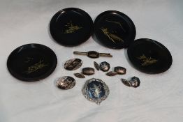 A small selection of white metal jewellery stamped Siam sterling bearing images of Oriental