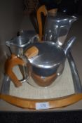 A tea coffee and tray set by Picquot ware