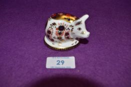 A Royal Crown Derby paperweight. Piglet modelled by Robert Jefferson decoration design by Sue