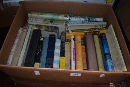 A selection of text and reference books including vintage literature mostly with dust covers