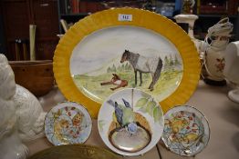 A collection of hand painted plates, of animal interest.