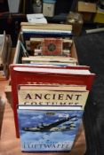 A selection of text and reference books including military aviation modeling and tartan interest