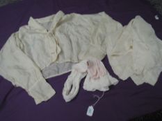 A small lot of early 20th century items including a silk blouse with embroidered details, two