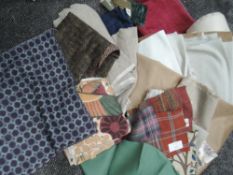 A large selection of high quality upholstery fabrics, lining fabrics and swatches, including tartans