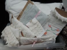 A large selection of vintage and antique lace, crotchet and embroidery work, some intricate pieces